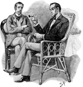 Sherlock Holmes (à droite) et le Docteur Watson (à gauche), illustration de Sidney Paget pour la nouvelle intitulée L'interprète grec.